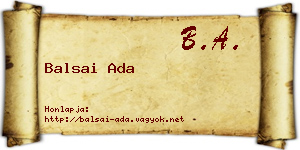 Balsai Ada névjegykártya